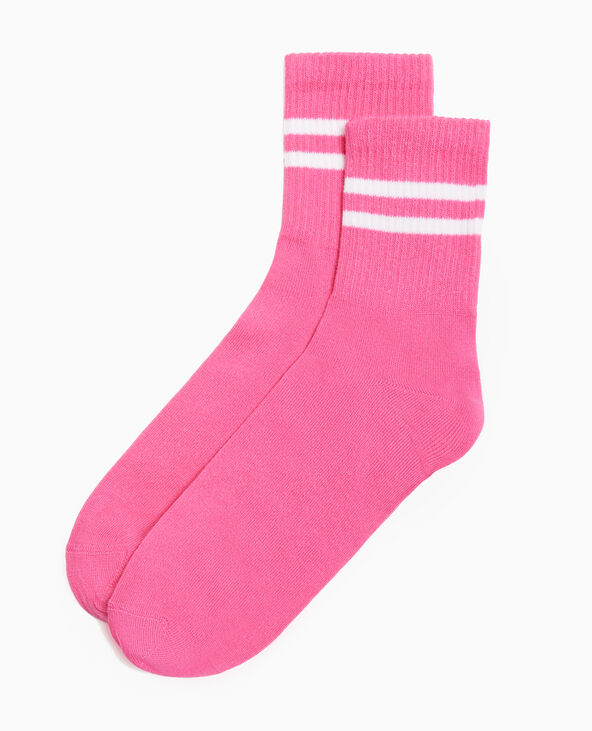 Paire de chaussettes avec bandes rose - Pimkie
