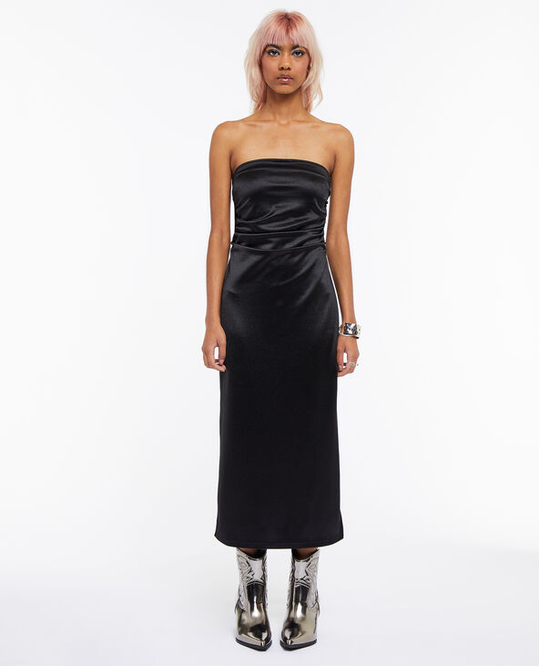 Robe bustier moulante en maille satinée noir - Pimkie