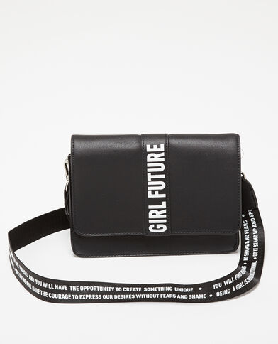 Petit sac trapèze à message noir - Pimkie