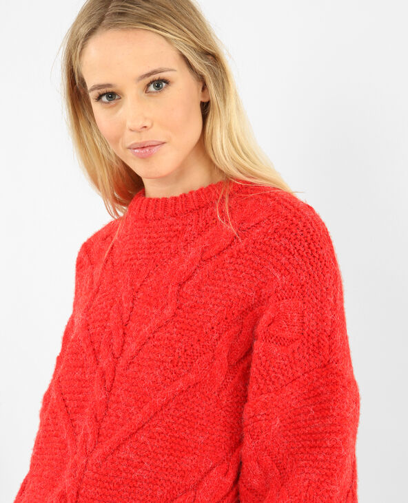Pull torsadé rouge - Pimkie