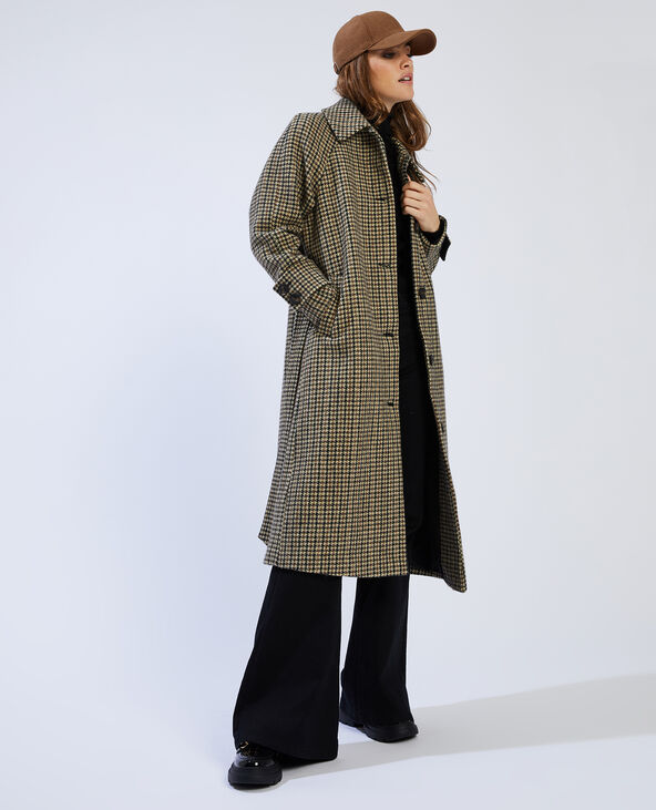Manteau pied de poule marron hot sale