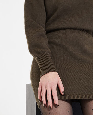 Robe-pull en maille avec taille resserrée vert kaki - Pimkie