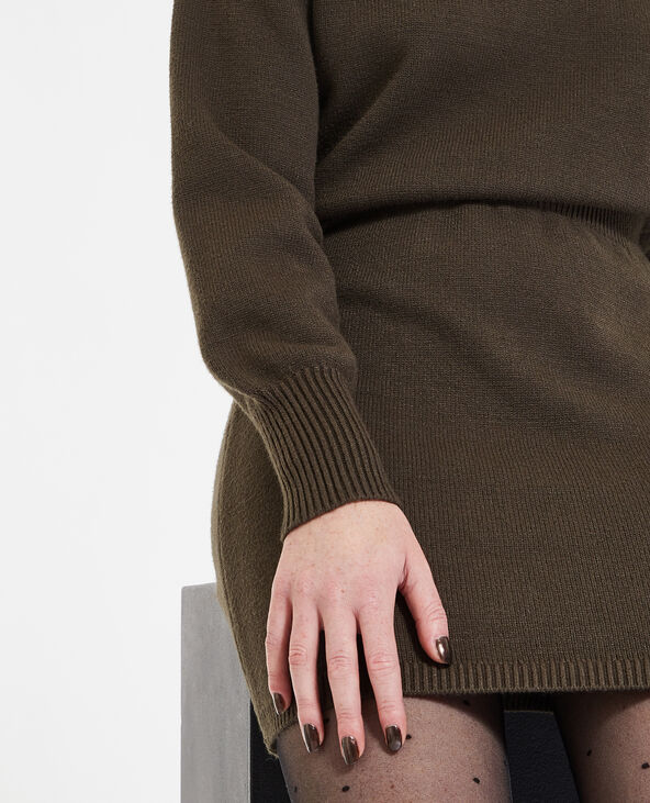 Robe-pull en maille avec taille resserrée vert kaki - Pimkie