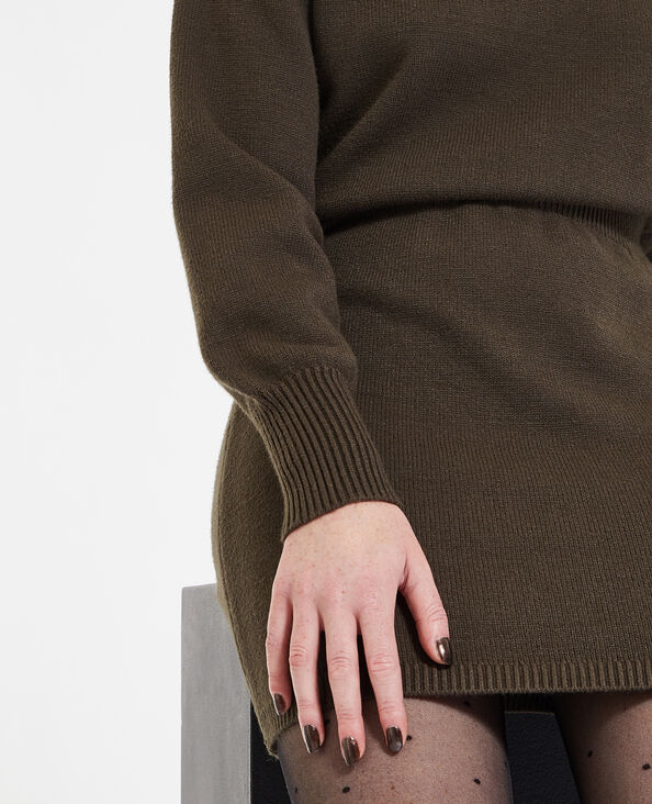 Robe-pull en maille avec taille resserrée vert kaki - Pimkie