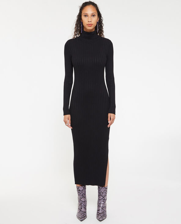 Robe longue moulante en maille côtelée noir - Pimkie