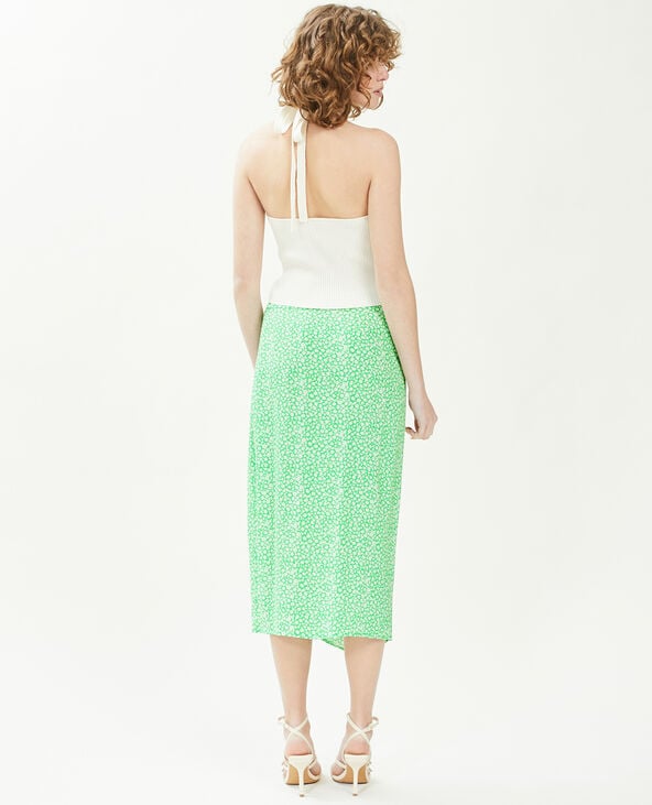 Jupe midi avec fronces et fente vert - Pimkie