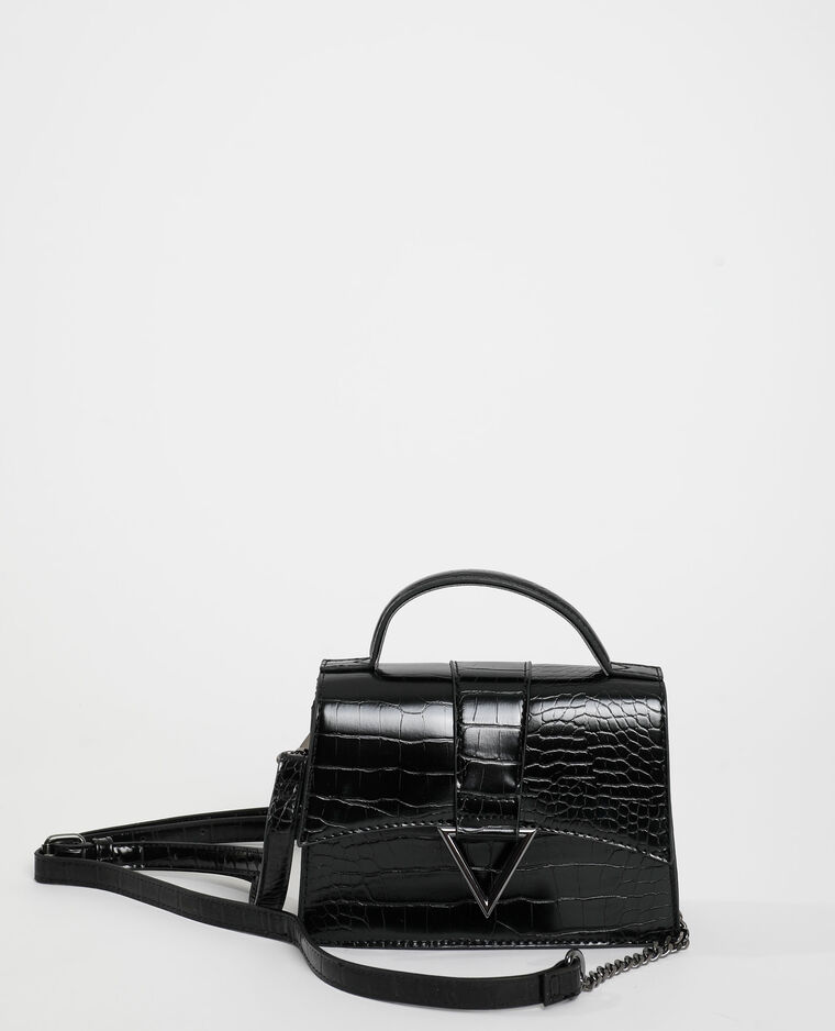 Sac boxy effet croco noir - Pimkie