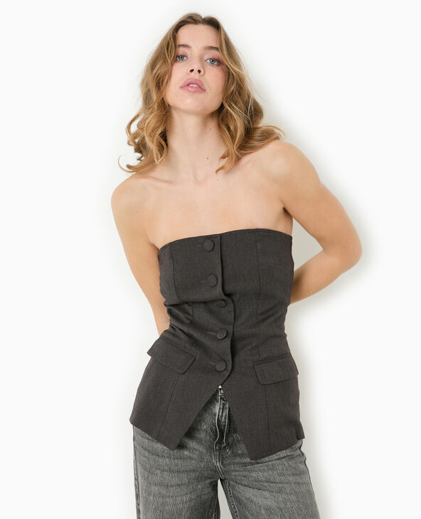 Top bustier esprit gilet de barman gris - Pimkie