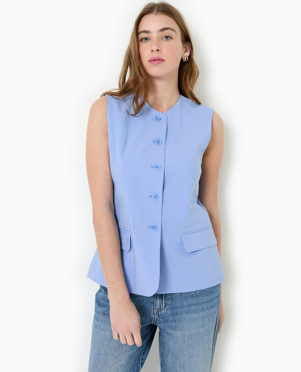 Veste blazer sans manches esprit gilet de barman bleu - Pimkie