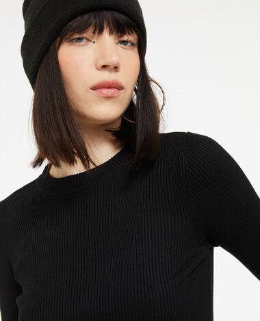 Pull en maille col rond noir - Pimkie