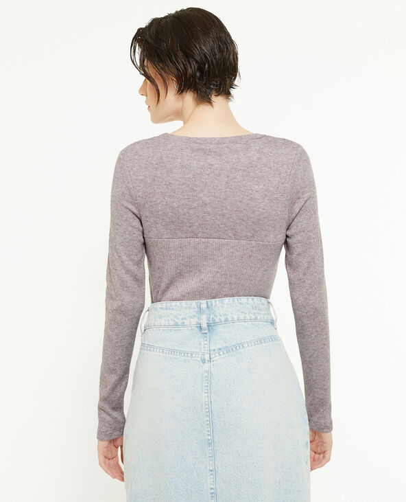 Top manches longues effet corset lilas - Pimkie