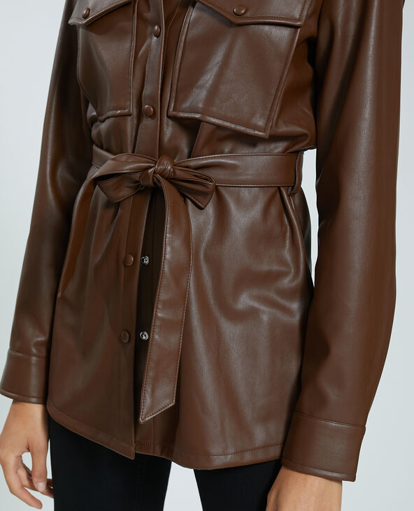 Veste simili cuir marron - Pimkie
