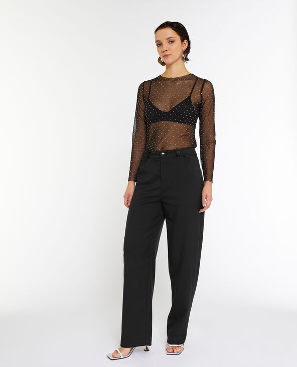 Pantalon large taille basse noir - Pimkie