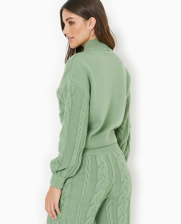 Pull en maille torsadée devant vert - Pimkie