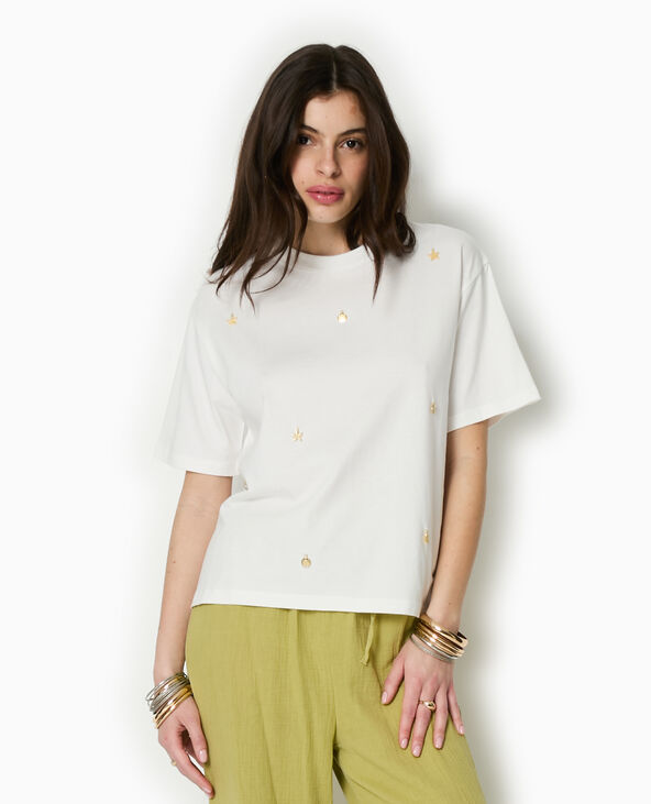 T-shirt ample avec coquillages en métal blanc - Pimkie