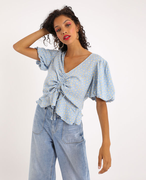 Top à froncer bleu turquoise - Pimkie