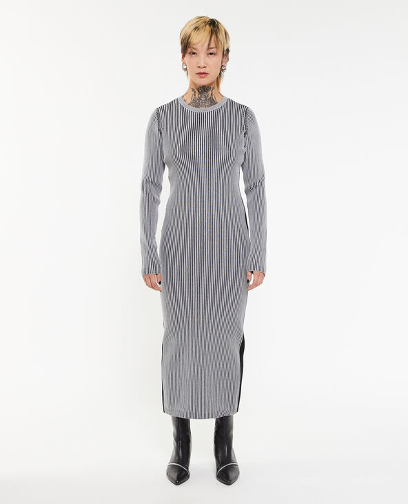 Robe longue en maille avec effet vanisé gris foncé - Pimkie