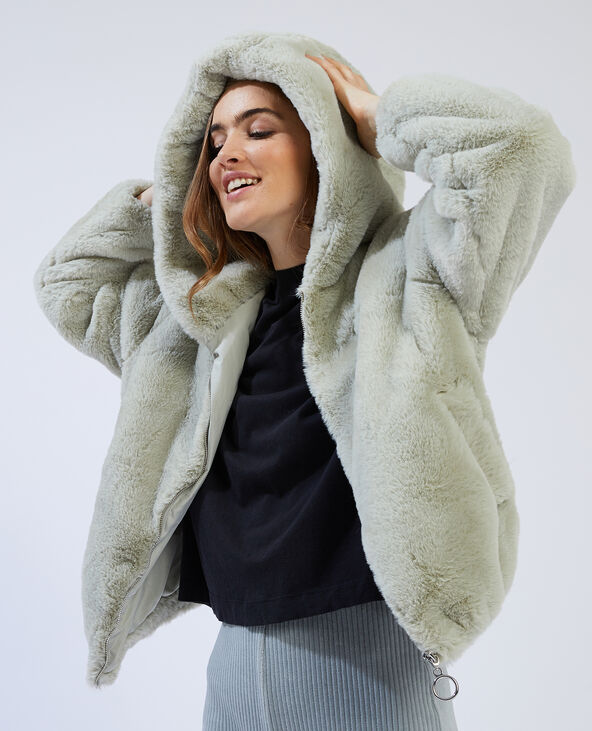Blouson fausse fourrure vert clair - Pimkie