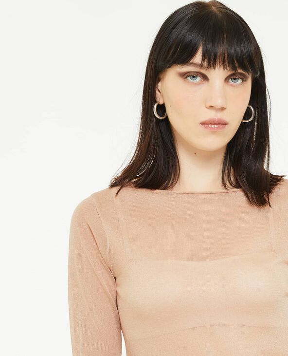 Top manches longues en maille transparente beige - Pimkie