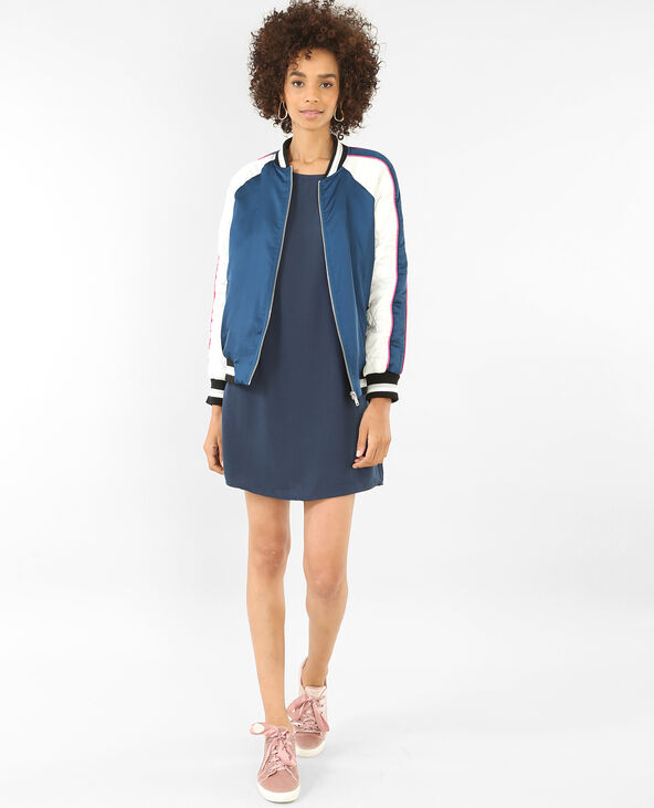 Bomber épais à broderies bleu foncé - Pimkie