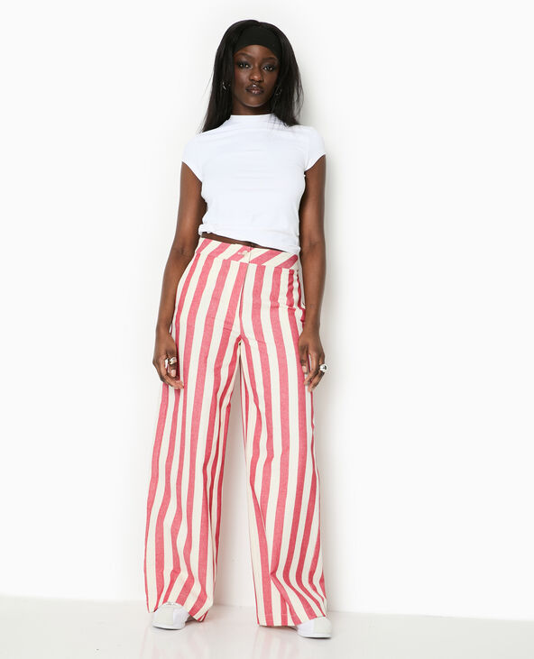 Pantalon droit avec larges rayures rouge - Pimkie