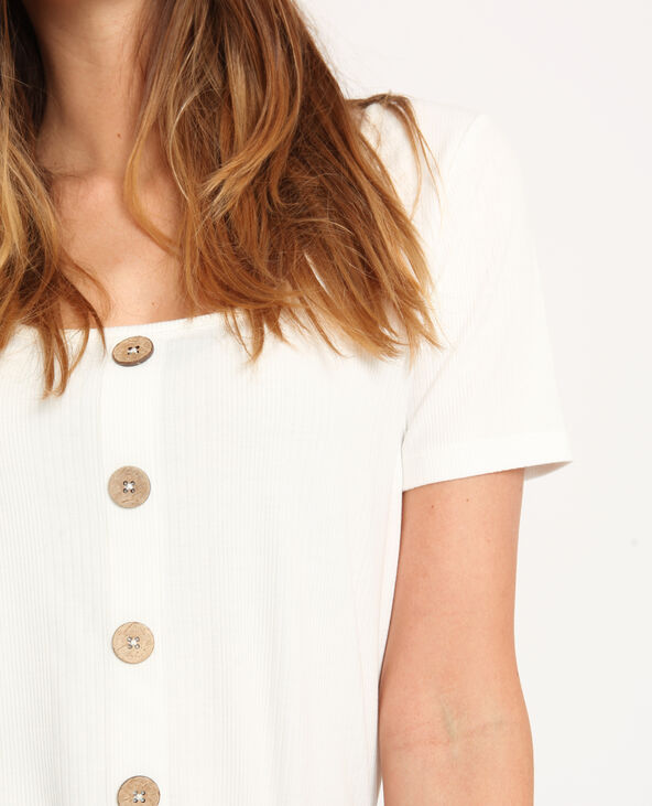 T-shirt à boutons blanc - Pimkie