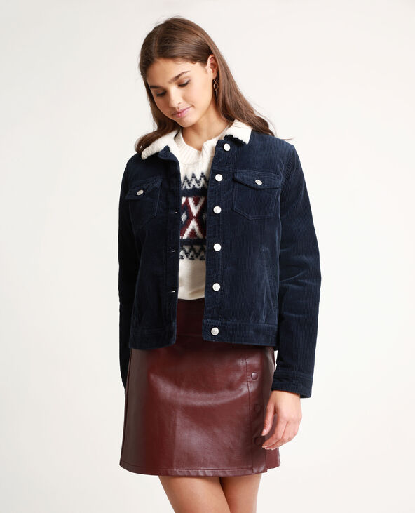 Veste velours femme top bleu nuit