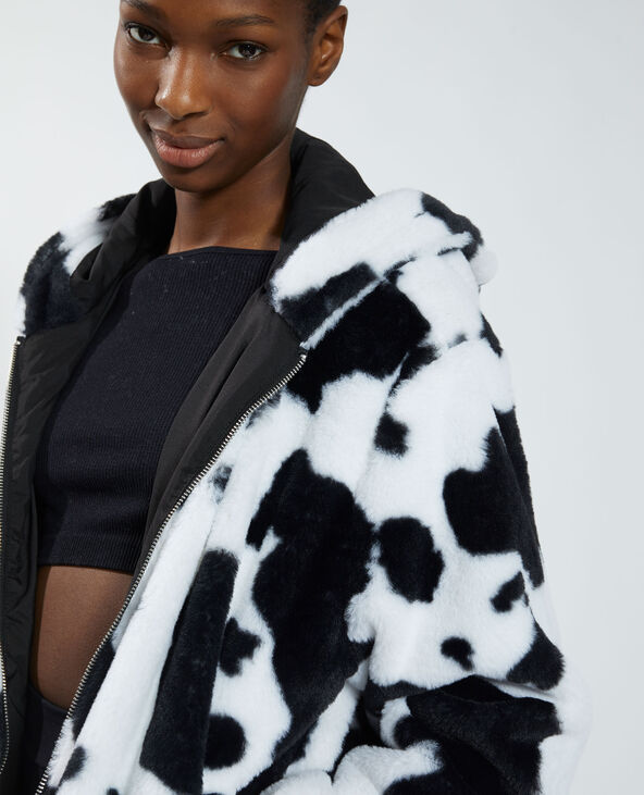 Manteau court fluffy vachette noir - Pimkie