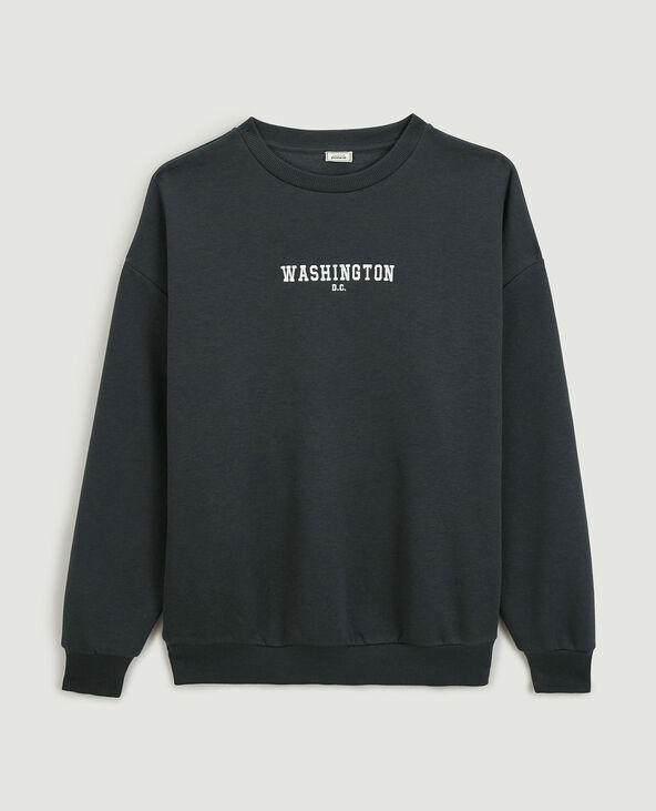 Sweat oversize col rond gris foncé - Pimkie