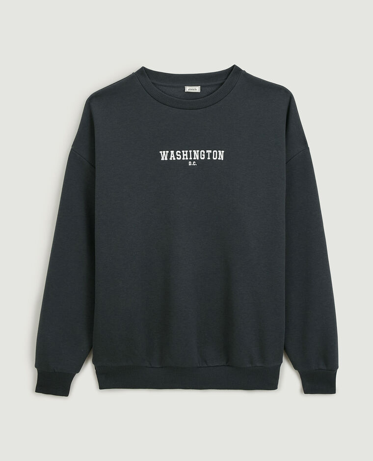 Sweat oversize col rond gris foncé - Pimkie
