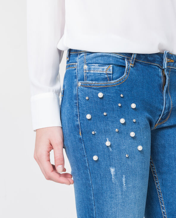Jean skinny à perles bleu foncé - Pimkie