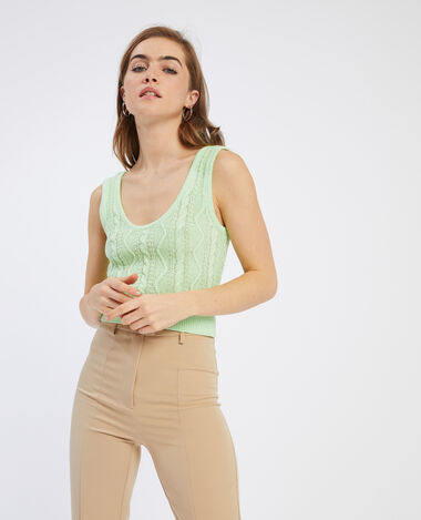 Top court en maille vert anis - Pimkie