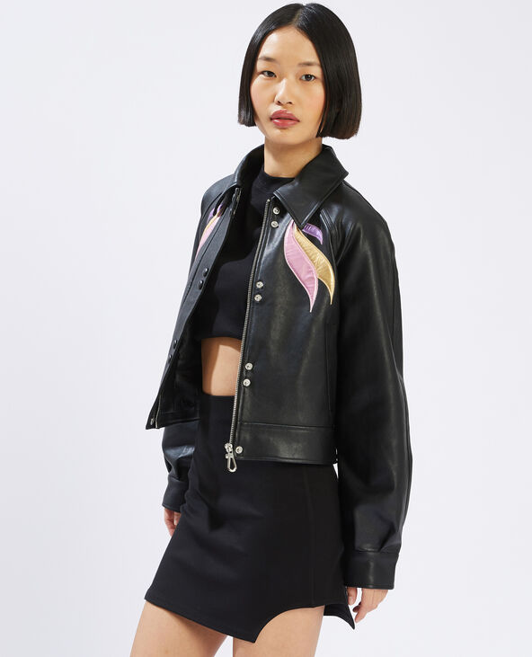 Veste en cuir pimkie noir clearance