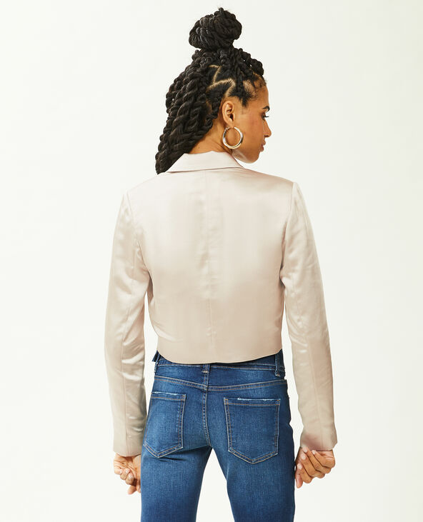 Veste blazer courte en satin écru - Pimkie