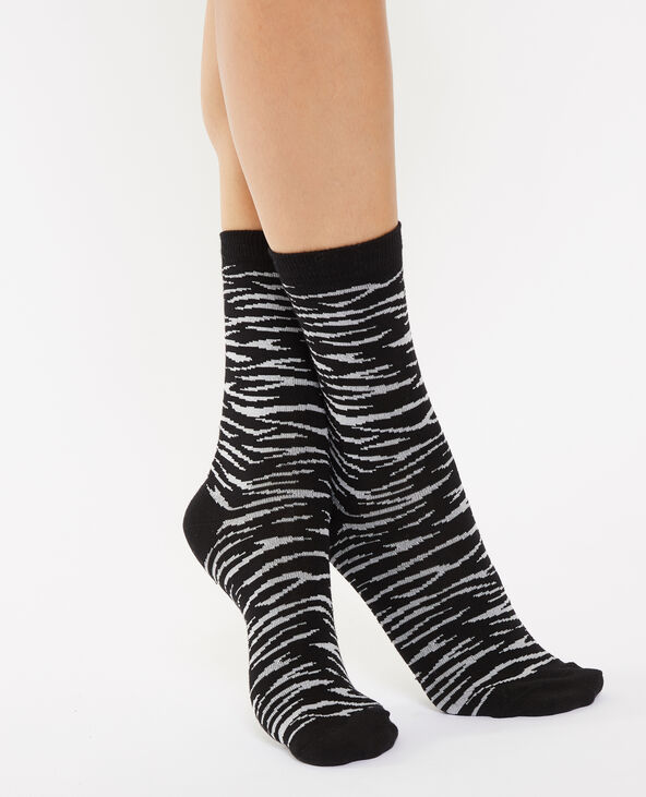 Paire de chaussettes zébrées noir - Pimkie