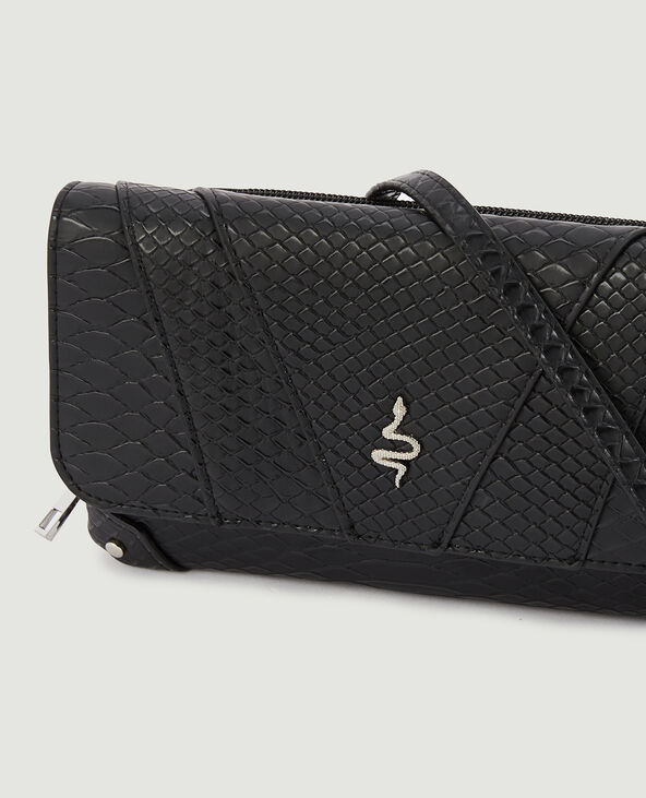Sac pochette effet serpent avec chaine noir - Pimkie