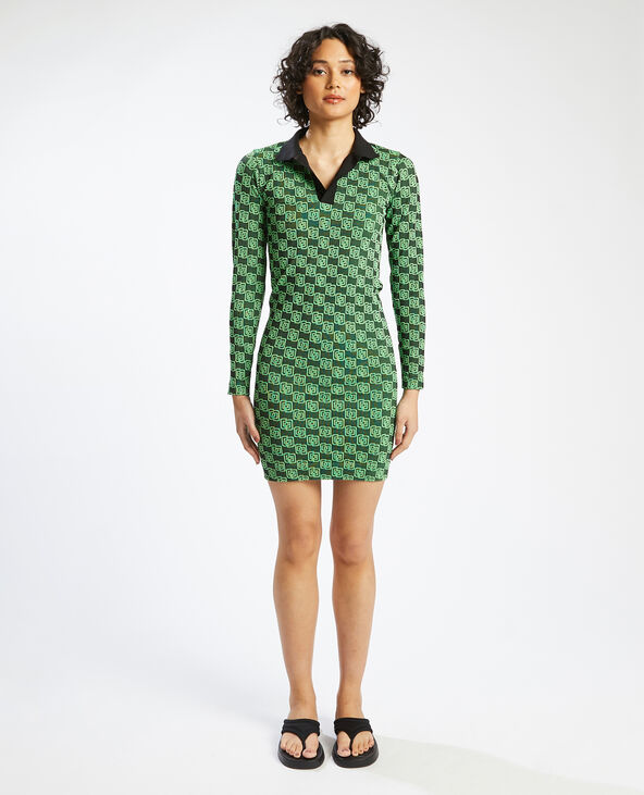 Robe polo manches longues vert - Pimkie