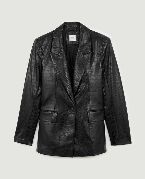 Veste effet croco noir - Pimkie