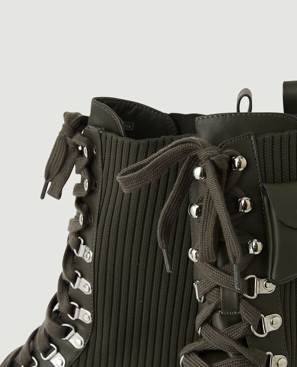 Bottines bimatières style rangers taupe - Pimkie