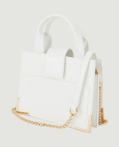Sac boxy effet croco verni blanc - Pimkie