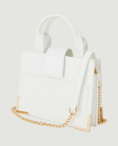 Sac boxy effet croco verni blanc - Pimkie