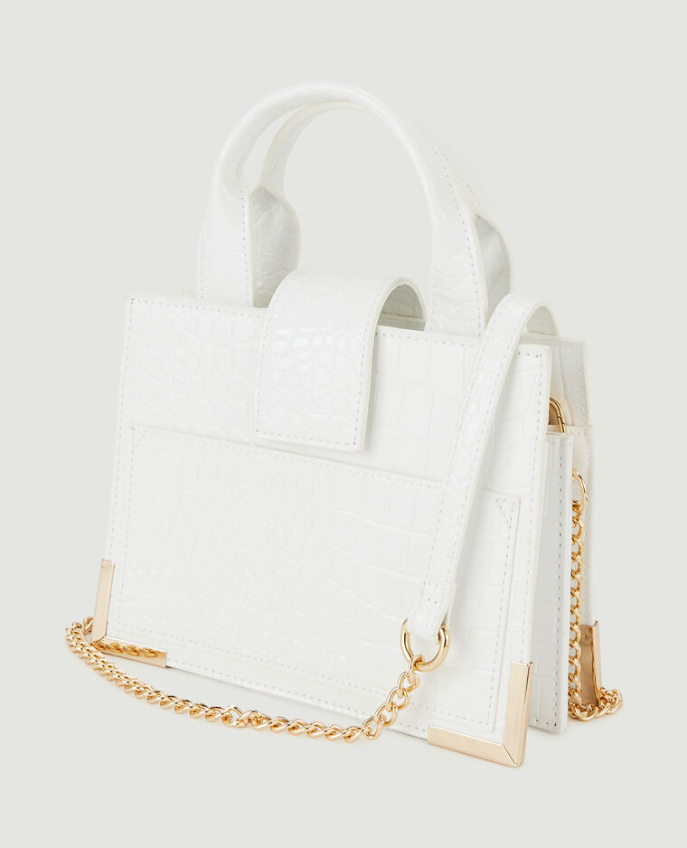 Sac boxy effet croco verni blanc - Pimkie