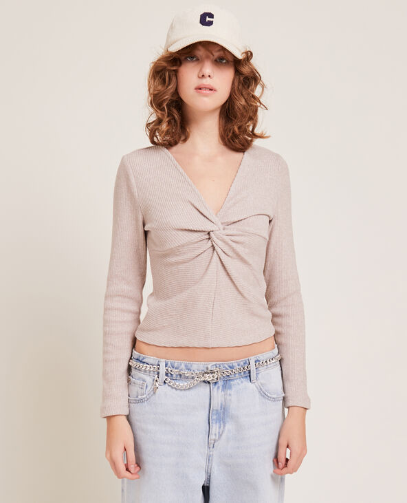 T-shirt manches longues toucher doux écru - Pimkie