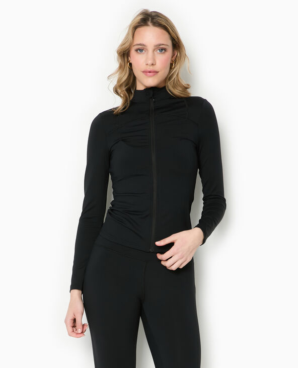 Gilet zippé en maille extensible et sculptante noir - Pimkie