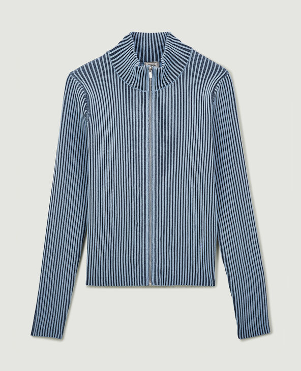 Gilet zippé maille effet rayé bleu marine - Pimkie