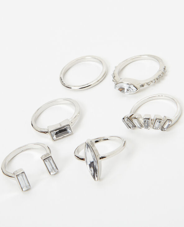Lot de 6 bagues fantaisie argenté - Pimkie