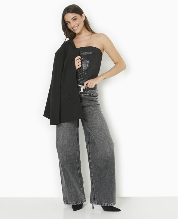 Top bustier bandeau avec fils lurex noir - Pimkie