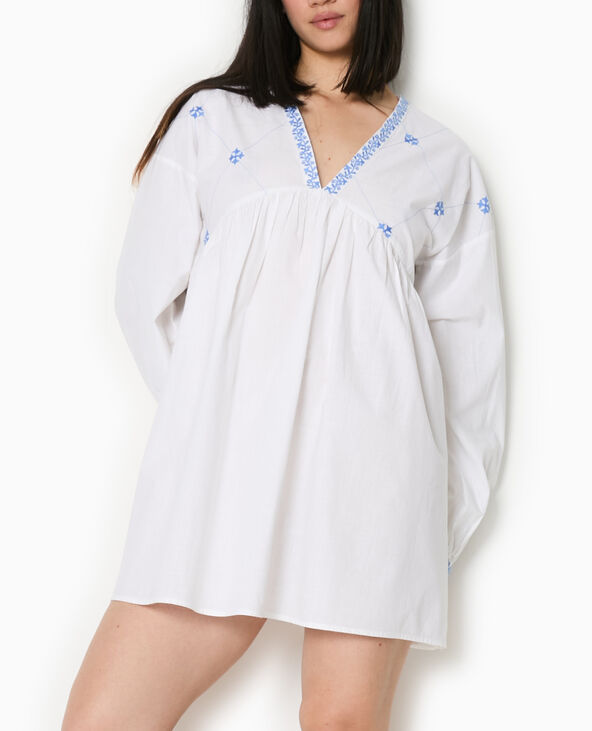 Robe brodée manches longues blanc - Pimkie