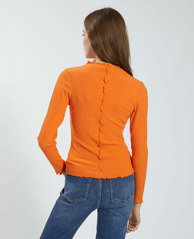 T-shirt côtelé et ondulé orange - Pimkie
