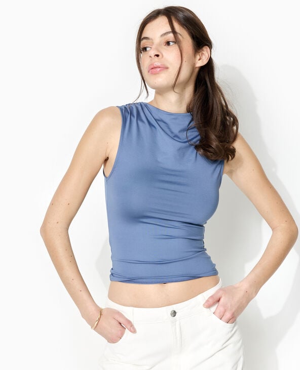Top sans manches encolure drapée bleu - Pimkie